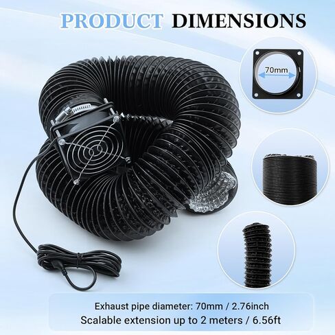 Baquler Fan Fume Extraction Kit for 3D Printer Enclosure 4000 RPM High-Efficiency Ventilation Low Noise Fan with Exhaust Pipe Flange Mesh Cover for Air Circulation Odors Smoke Harmful Particle Dust in Saudi Arabia