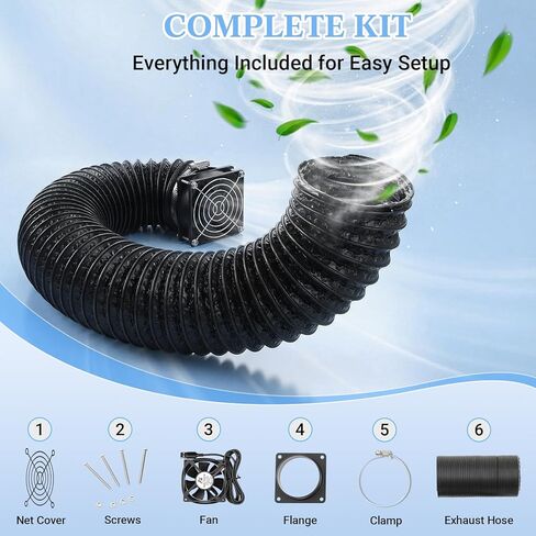 Baquler Fan Fume Extraction Kit for 3D Printer Enclosure 4000 RPM High-Efficiency Ventilation Low Noise Fan with Exhaust Pipe Flange Mesh Cover for Air Circulation Odors Smoke Harmful Particle Dust in Saudi Arabia