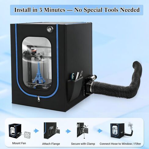 Baquler Fan Fume Extraction Kit for 3D Printer Enclosure 4000 RPM High-Efficiency Ventilation Low Noise Fan with Exhaust Pipe Flange Mesh Cover for Air Circulation Odors Smoke Harmful Particle Dust in Saudi Arabia