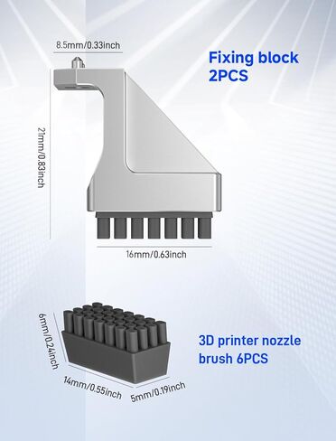 P1/X1 Nozzle Wiper for Bambu-Lab P1S/P1P/X1C/X1E 3D Printers, Silicone Brush Replacement with Aluminum Mount - Plug & Play, Efficient Filament Cleaning Tool（2 Packs） in Saudi Arabia
