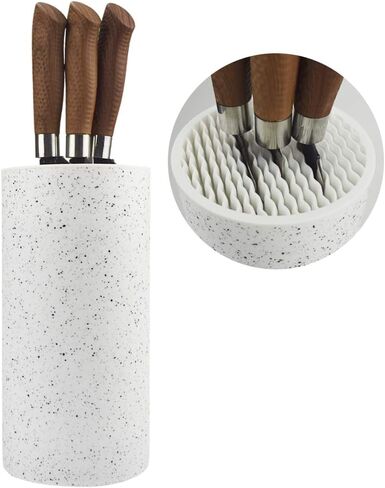 Universal Knife Block Holder, Toosbuc Round Knife Holder Without Knives,Safe & Detachable,Space Saver Knife Storage,Countertop Organizer for Kitchen (White Snowflake Dots) in Saudi Arabia