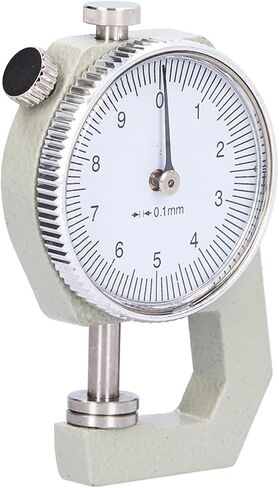 Metal Plastic Round Dial Thickness Gauge, Sturdy Accurate Thickness Gauge, 0 to 10mm with Spring‑Loaded Spindle, White Dial Indicator for Paper Pipe Board, Household Use Most in Saudi Arabia