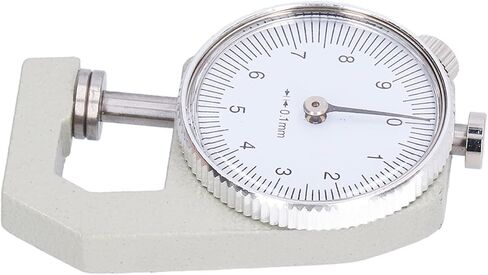 Metal Plastic Round Dial Thickness Gauge, Sturdy Accurate Thickness Gauge, 0 to 10mm with Spring‑Loaded Spindle, White Dial Indicator for Paper Pipe Board, Household Use Most in Saudi Arabia