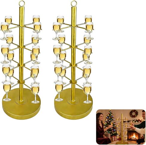 2 قطعة حامل شجرة الكوكتيل معدني 4 طبقات 16 حامل حامل فلوت الشمبانيا حامل شجرة الكوكتيل الذهبي للمشروبات حامل شجرة مارتيني لحفلات الزفاف والحفلات والمناسبات واحتفالات أعياد الميلاد والحانات in Kuwait
