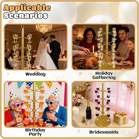 2 قطعة حامل شجرة الكوكتيل معدني 4 طبقات 16 حامل حامل فلوت الشمبانيا حامل شجرة الكوكتيل الذهبي للمشروبات حامل شجرة مارتيني لحفلات الزفاف والحفلات والمناسبات واحتفالات أعياد الميلاد والحانات in Kuwait