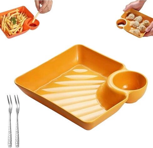 Sauce Separated Plate, Veggie Platter Dipping Serving Trays with Sauce Rack, Dumpling Plate with Dipping Saucer, for Chips, Snacks, and Appetizers, Reusable (Green) in Saudi Arabia