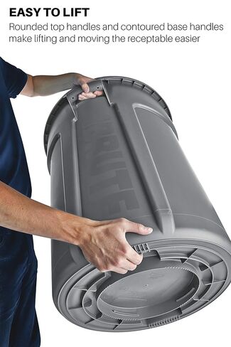 Rubermaid Commercial Products BRUTE حاوية قمامة/قمامة مستديرة شديدة التحمل، 44 جالون، أحمر، لتنسيق الحدائق/مواقع البناء/المطاعم/الجزء الخلفي من المنزل/المكاتب/المستودعات، عبوة من 4 قطع in Saudi Arabia