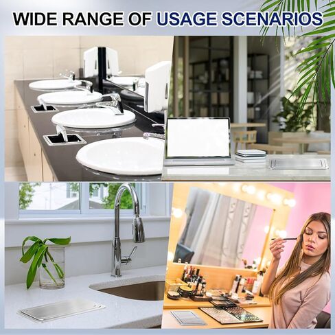 2.6 Gallon / 10 Lite Drop in Countertop Trash Can Built in Embedded Hidden Garbage Bin with Swing Top Lid Square Stainless Steel Recessed Waste Chute for Kitchen Office Restaurant Office Home Hotel in Saudi Arabia