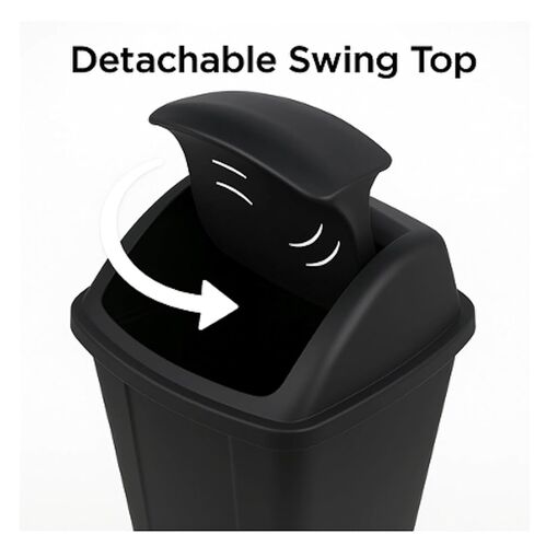 Kitchen Trash Can, 13 Gallon Plastic Garbage Bin with Swing Top Lid, Black in Saudi Arabia