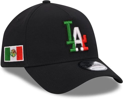 قبعة New Era LA Los Angeles Dodgers 9FORTY بعلم المكسيك لفريق المكسيك، قبعة قابلة للتعديل باللون الأسود in Saudi Arabia