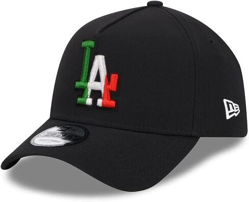 قبعة New Era LA Los Angeles Dodgers 9FORTY بعلم المكسيك لفريق المكسيك، قبعة قابلة للتعديل باللون الأسود in Saudi Arabia