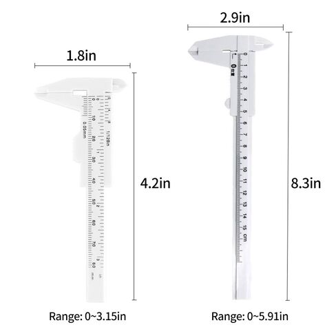2 Pack Vernier Calipers, Plastic Double Scale Sliding Gauge, Essential Measuring Tool, for DIY, Crafts, Permanent Makeup, Tattoo Eyebrow Line, Lip Ruler, 80+150MM White in Saudi Arabia