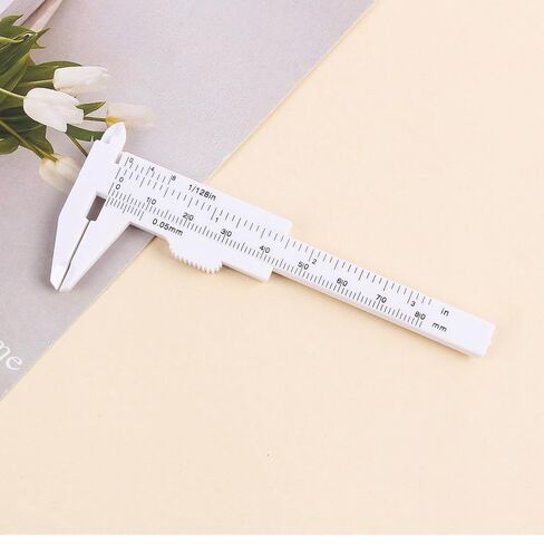 2 Pack Vernier Calipers, Plastic Double Scale Sliding Gauge, Essential Measuring Tool, for DIY, Crafts, Permanent Makeup, Tattoo Eyebrow Line, Lip Ruler, 80+150MM White in Saudi Arabia