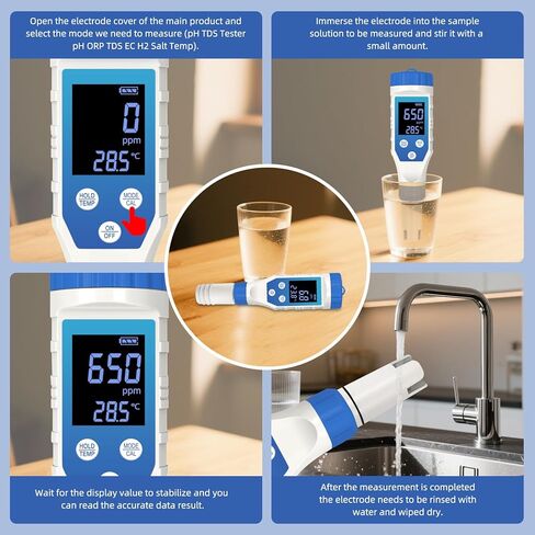 جهاز اختبار مياه الهيدروجين، مقياس ORP الرقمي لمياه الشرب، جهاز اختبار pH TDS 7 في 1، جهاز قياس pH H2 ORP لزجاجة/آلة ماء الهيدروجين، الزراعة المائية، أحواض السمك، حمام السباحة، تربية الأحياء المائية. in Kuwait