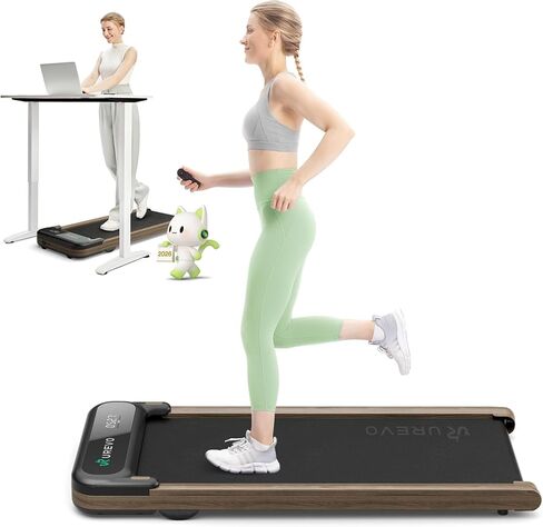 UREVO E4W Walking Pad with MIIT Modes, Wooden Treadmill UnderDesk, Treadmills for Home Plug and Play Jogging Machine with HiveTech Cushioning, Smart APP Remoter and LED Display in Kuwait