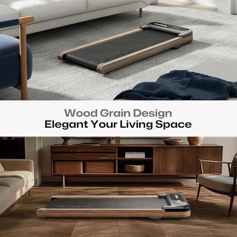 UREVO E4W Walking Pad with MIIT Modes, Wooden Treadmill UnderDesk, Treadmills for Home Plug and Play Jogging Machine with HiveTech Cushioning, Smart APP Remoter and LED Display in Kuwait