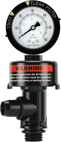 صمام تخفيف يدوي عالي التدفق من Watflow، صمام تخفيف الهواء اليدوي، صمام فلتر حمام السباحة مع مقياس ضغط 2 بوصة، حامل سفلي NPT 1/4 بوصة، استبدال فلتر السبا in Kuwait