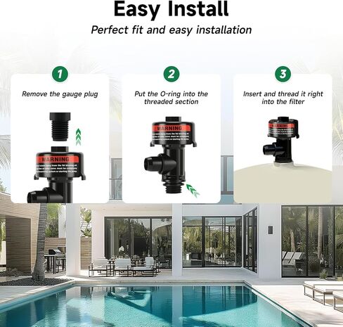 صمام تخفيف يدوي عالي التدفق من Watflow، صمام تخفيف الهواء اليدوي، صمام فلتر حمام السباحة مع مقياس ضغط 2 بوصة، حامل سفلي NPT 1/4 بوصة، استبدال فلتر السبا in Kuwait