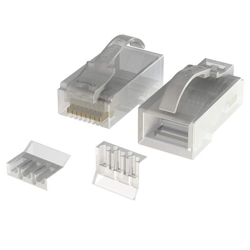لينك أب - موصلات RJ45 Cat6 STP بدون Snagless | مقابس إيثرنت كات 6 8P8C | موصل كابل مستدير جيجابت STP | بلاتينيوم 50 مي مطلي بالذهب عالي الأداء | 100 عبوة in Kuwait
