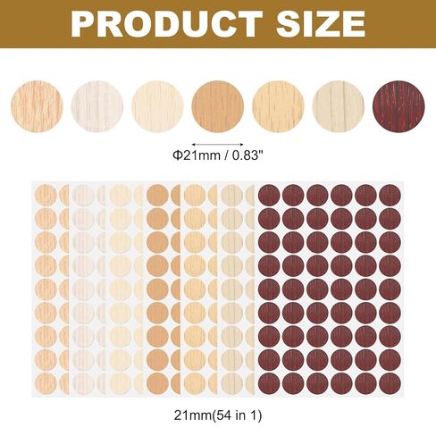 HARFINGTON 7 Sheets Screw Hole Covers Stickers 21mm 54 in 1 Self Adhesive Screw Covers Caps Waterproof Dustproof Stickers PVC for Wall Cabinets Desk Screws Furniture Repairing, 7 Colors in Saudi Arabia
