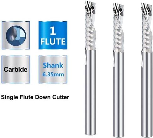 1 قطعة كربيد الصلبة واحدة الناي نهاية مطحنة بت التوجيه 1/4 بوصة عرقوب CNC دوامة O الناي أسفل قطع راوتر بت 1 بوصة طول القطع كربيد نهاية مطحنة in Kuwait