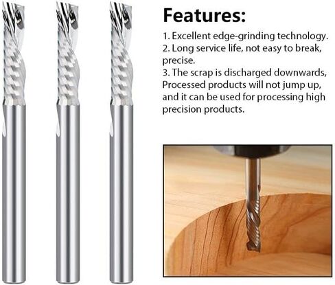 1 قطعة كربيد الصلبة واحدة الناي نهاية مطحنة بت التوجيه 1/4 بوصة عرقوب CNC دوامة O الناي أسفل قطع راوتر بت 1 بوصة طول القطع كربيد نهاية مطحنة in Kuwait