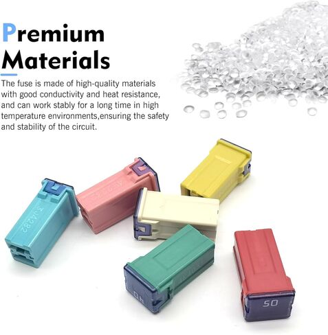 6 PCS Square Fuse Assortment Kit, 20A 25A 30A 40A 50A 60A Automotive Blade Fuse Combo Kit, 32V Color Coded Electrical Protection, Universal for Most Cars, Trucks, SUVs (Multicolored) in Saudi Arabia