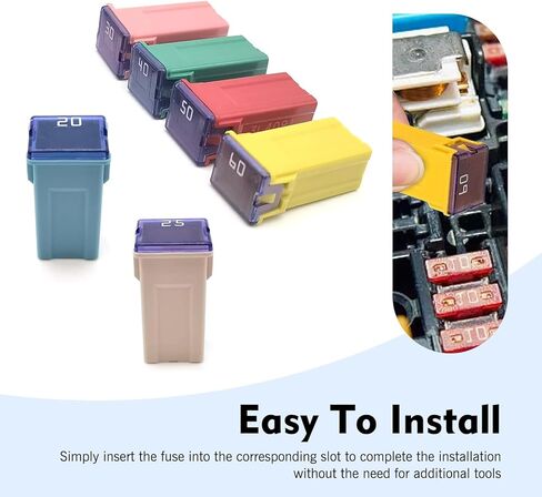 6 PCS Square Fuse Assortment Kit, 20A 25A 30A 40A 50A 60A Automotive Blade Fuse Combo Kit, 32V Color Coded Electrical Protection, Universal for Most Cars, Trucks, SUVs (Multicolored) in Saudi Arabia