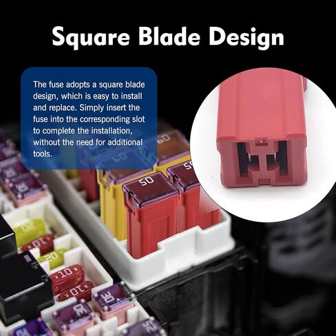 6 PCS Square Fuse Assortment Kit, 20A 25A 30A 40A 50A 60A Automotive Blade Fuse Combo Kit, 32V Color Coded Electrical Protection, Universal for Most Cars, Trucks, SUVs (Multicolored) in Saudi Arabia