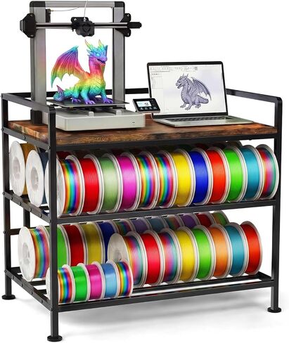 3D Printer Stand with Filament Storage I-Beam Reinforced Heavy Duty 3D Printer Table Large Capacity 3D Printer Desk with Anti-Vibration Feet Sturdy Filament Storage Rack for Home Office Workshop Brown in Kuwait