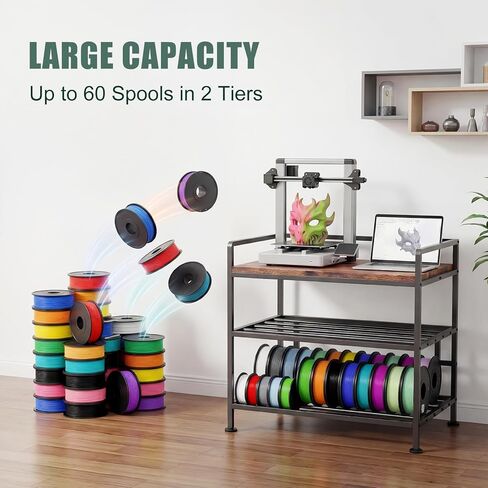 3D Printer Stand with Filament Storage I-Beam Reinforced Heavy Duty 3D Printer Table Large Capacity 3D Printer Desk with Anti-Vibration Feet Sturdy Filament Storage Rack for Home Office Workshop Brown in Kuwait