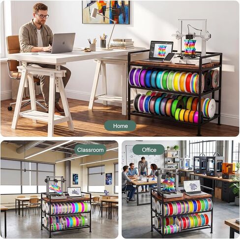 3D Printer Stand with Filament Storage I-Beam Reinforced Heavy Duty 3D Printer Table Large Capacity 3D Printer Desk with Anti-Vibration Feet Sturdy Filament Storage Rack for Home Office Workshop Brown in Kuwait