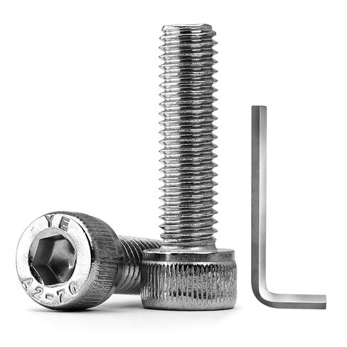 M5-0.8 × 16 مم مسامير غطاء رأس مقبس سداسي، 304 من الفولاذ المقاوم للصدأ 18-8، محرك ألين، لمسة نهائية لامعة، خيوط كاملة، 20 قطعة (مع مفتاح ربط سداسي) in Kuwait