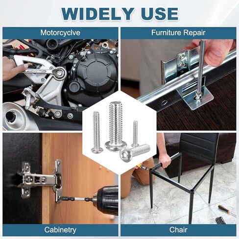 M METERXITY 50 حزمة #8 32 × 1-1/4 بوصة مسامير غطاء مقبس رأس الزر، 304 الفولاذ المقاوم للصدأ 18-8 مسامير مع براغي رأس مقبس مفتاح ربط سداسي DIY، الأثاث، مضخة المياه، تركيبات الإضاءة، فضي in Saudi Arabia