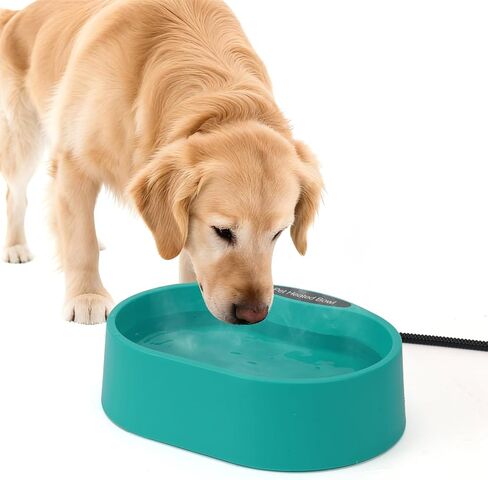 Large Heated Pet Water Bowl for Dogs,Cats,Chicken, Heated Dog Water Bowl Outdoor Heated Water Bowl for Cat, 3.7L Heated Dog Bowl-Keep Water Warm in Winter, 35W Thermostatic Control and Anti Chew Cord in Saudi Arabia