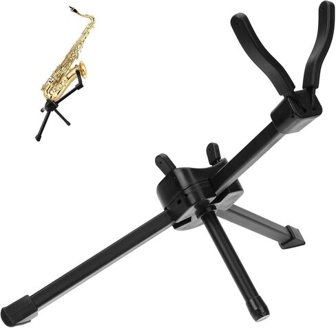 حامل ساكسفون تينور قابل للطي من Homoyoyo مع قاعدة مضادة للانزلاق وحقيبة تخزين جلدية، رف ساكسفون عملي للعرض المنزلي ودعم الأدوات in Kuwait