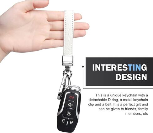 Genuine Leather Car Keychain, Universal Metal Car Fob Key Keychain Holder, 360° Rotatable Snap Swivel, Anti-Lost D-Ring and Screwdriver, for Men and Women Present Key Ring Accessories(Blue) in Saudi Arabia