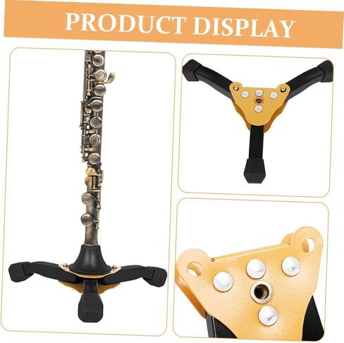 ARTIBETTER Clarinet and Flute Stand Tripod Holder Portable Foldable Yellow Thickened Three-legged Support for Saxophone and Wind Instrument Accessories in Saudi Arabia
