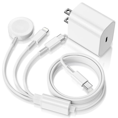 لشاحن ساعة أبل 3 في 1 كابل شحن سريع مع كتلة شاحن USB C 20 وات وسلك كابل iWatch مغناطيسي 3FT لسلسلة iWatch Ultra 3/2/SE/11/10/9/8/7/6/5/4/3/2، iPhone17 15 16 Pro Max/14/13/12 in Kuwait