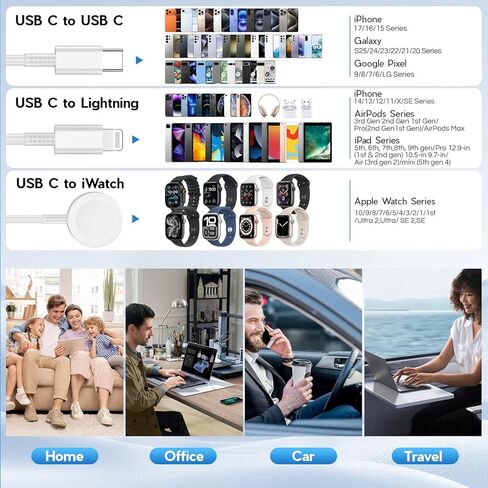 لشاحن ساعة أبل 3 في 1 كابل شحن سريع مع كتلة شاحن USB C 20 وات وسلك كابل iWatch مغناطيسي 3FT لسلسلة iWatch Ultra 3/2/SE/11/10/9/8/7/6/5/4/3/2، iPhone17 15 16 Pro Max/14/13/12 in Kuwait