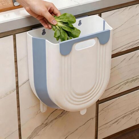 Collapsible Waste Bin for Kitchen, Kitchen Trash Can, Wall Mounted Waste Bin for Kitchen & Bathroom, Grey in Saudi Arabia