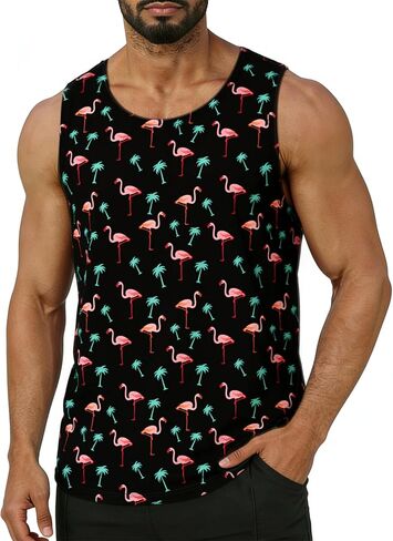 تي شيرت Idgreatim رجالي هاواي بدون أكمام برسومات ثلاثية الأبعاد للصيف والشاطئ بدون أكمام in Kuwait