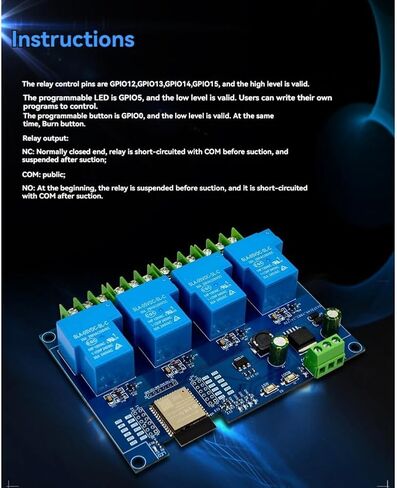 4 قناة وحدة التتابع 30A DC7-28/5V واي فاي بلوتوث وحدة التتابع ESP32-WROOM مجلس التنمية in Kuwait