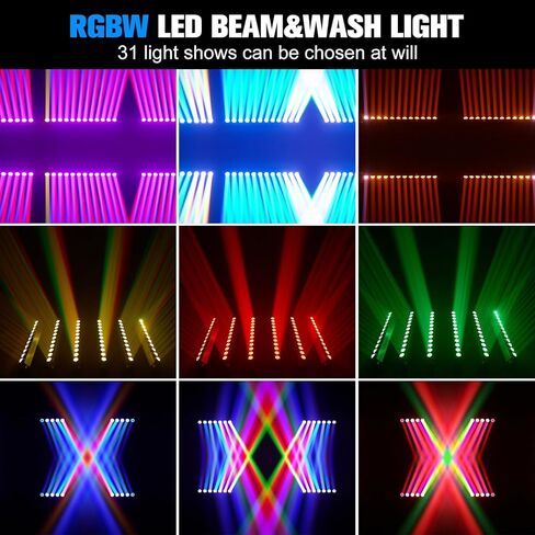 أضواء غسالة الجدار 180 وات، 4 في 1 RGBW LED Dj تتحرك برأس ضوء بار سوينغ دوت شعاع إضاءة المسرح تضيء الأحداث 7/11/55CH DMX أضواء ستروب تنشيط الصوت للحفلات والنوادي وحفلات الزفاف في الهواء الطلق في الأماكن المغلقة in Kuwait