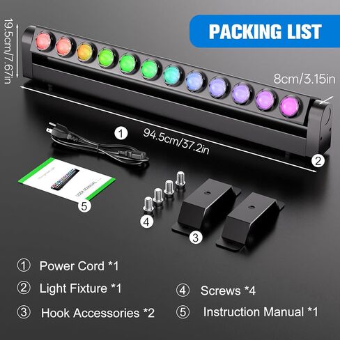 أضواء غسالة الجدار 180 وات، 4 في 1 RGBW LED Dj تتحرك برأس ضوء بار سوينغ دوت شعاع إضاءة المسرح تضيء الأحداث 7/11/55CH DMX أضواء ستروب تنشيط الصوت للحفلات والنوادي وحفلات الزفاف في الهواء الطلق في الأماكن المغلقة in Kuwait