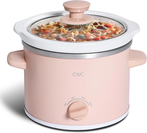 طهي مع لون 2QT طباخ كهربائي دائري بطيء صغير - إعدادات قابلة للتعديل، وعاء حجري قابل للإزالة، غطاء من الزجاج المقسى، آمن للاستخدام في غسالة الأطباق، مقابض جانبية باردة الملمس، أزرق داكن in Kuwait