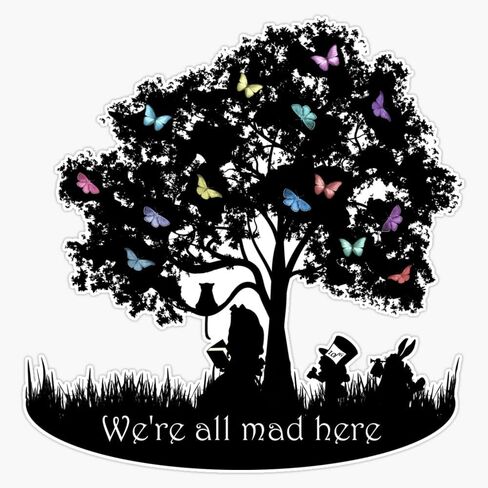 ملصق من الفينيل مطبوع عليه We're All Mad Here مقاس 5 بوصة in Saudi Arabia