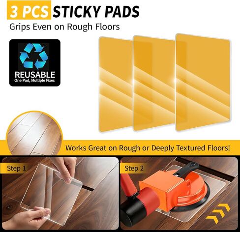 أداة تثبيت فجوة الأرضية، أداة إصلاح فجوة أرضية مصقولة شديدة التحمل، سعة تحميل تزيد عن 152 رطل، أداة فجوة الأرضيات لإصلاح الأرضيات المصنوعة من الفينيل والخشب، برتقالي، نموذج 5D in Kuwait