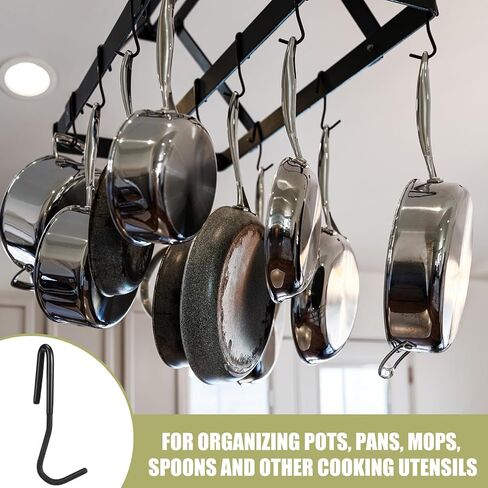 MorningRo 12 Pcs Pot Rack Hooks 5 Inch Black Metal S Hooks for Pots and Pans 90 Degree Twist Angled Hangers for Hanging Kitchen Utensils Towels, Plants in Saudi Arabia
