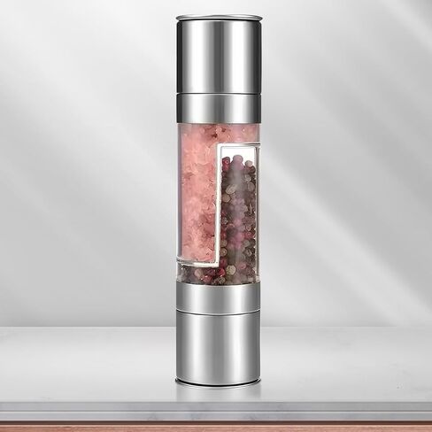 Salt and Pepper Grinder Set Combo - Pepper Shakers Mill Refillable Manual - Stainless Steel Lid - Adjustable Coarseness - Fits in Home,Kitchen,Barbecue in Saudi Arabia